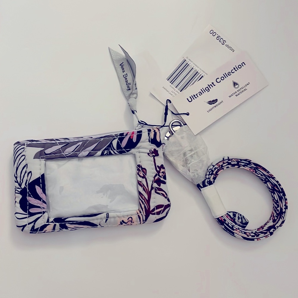 Vera Bradley Ultralight Zip ID and Lanyard Sun Washed Tropical NWT